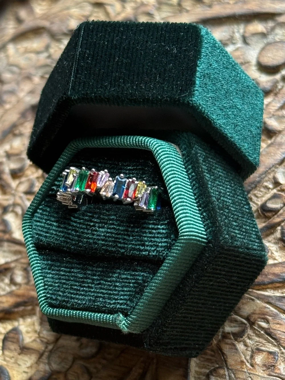 Rainbow baguette ring sz 6